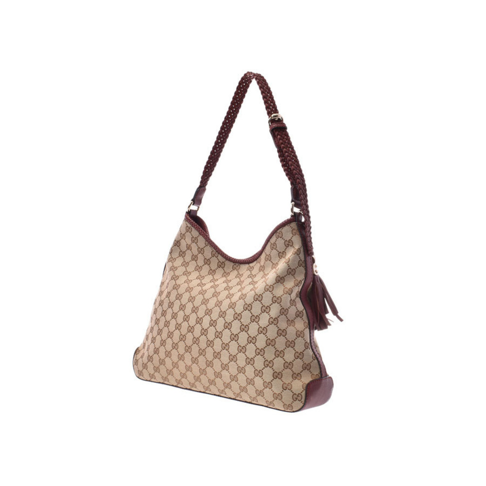 Gucci canvas bag red GG shoulder leather Beige Tan
